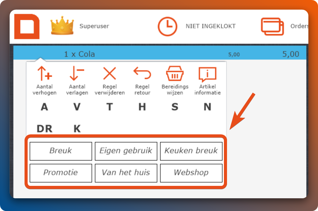 BPE knop (Breuk, promotie, eigen gebruik) aanmaken of aanpassen